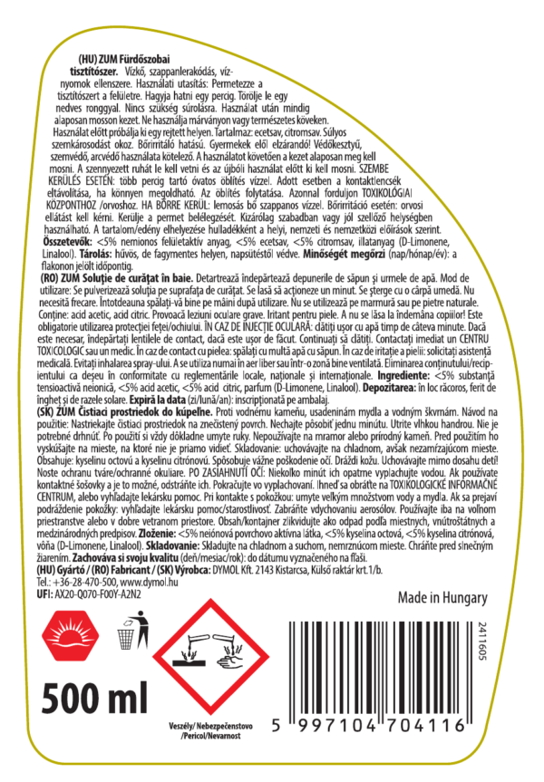 Zum fürdőszobai tisztító 500 ml