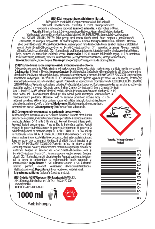 Zum mosogató zöld citrom illatú 1000 ml