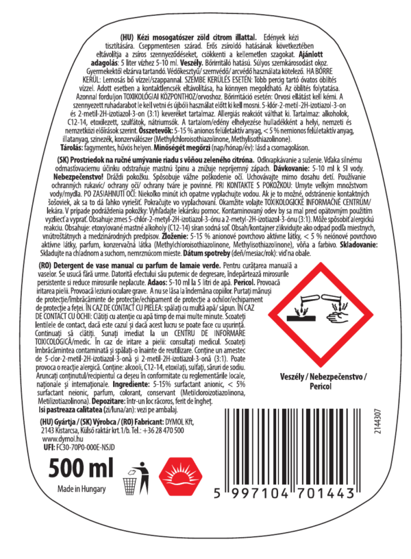 Zum mosogató zöld citrom illatú  500 ml